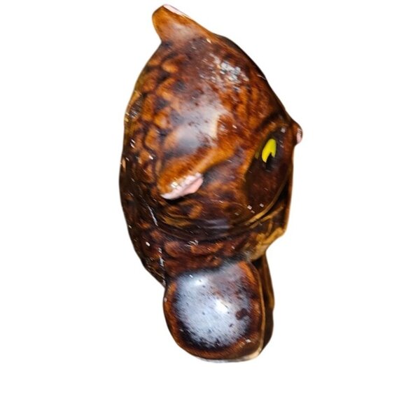 Vintage Ceramic Owl Coin Bank Brown With Thermometer "Be Wise To Save" Design 5" - Picture 8 of 9